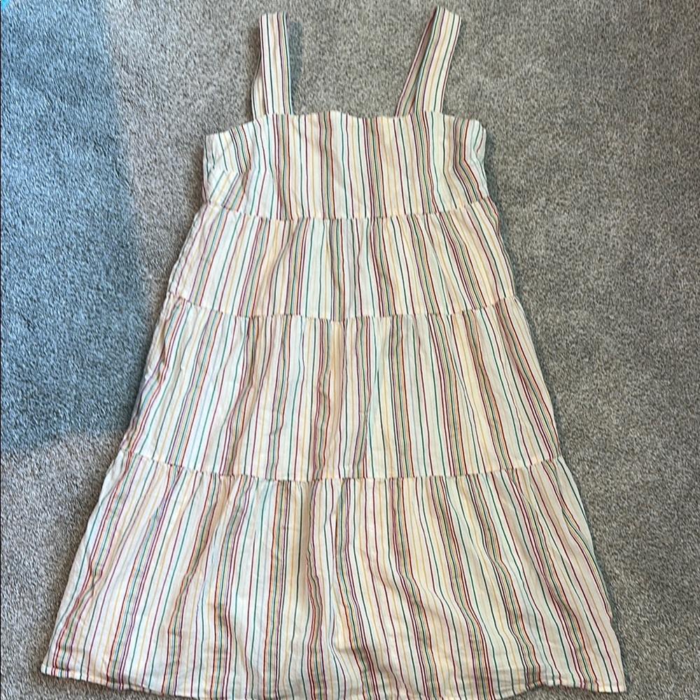 Madewell Cream Pleated Sundress Sleeveless